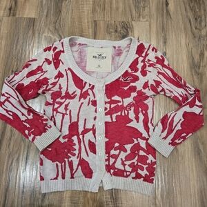 Hollister Fuschia And Cream Floral Cardigan - XS